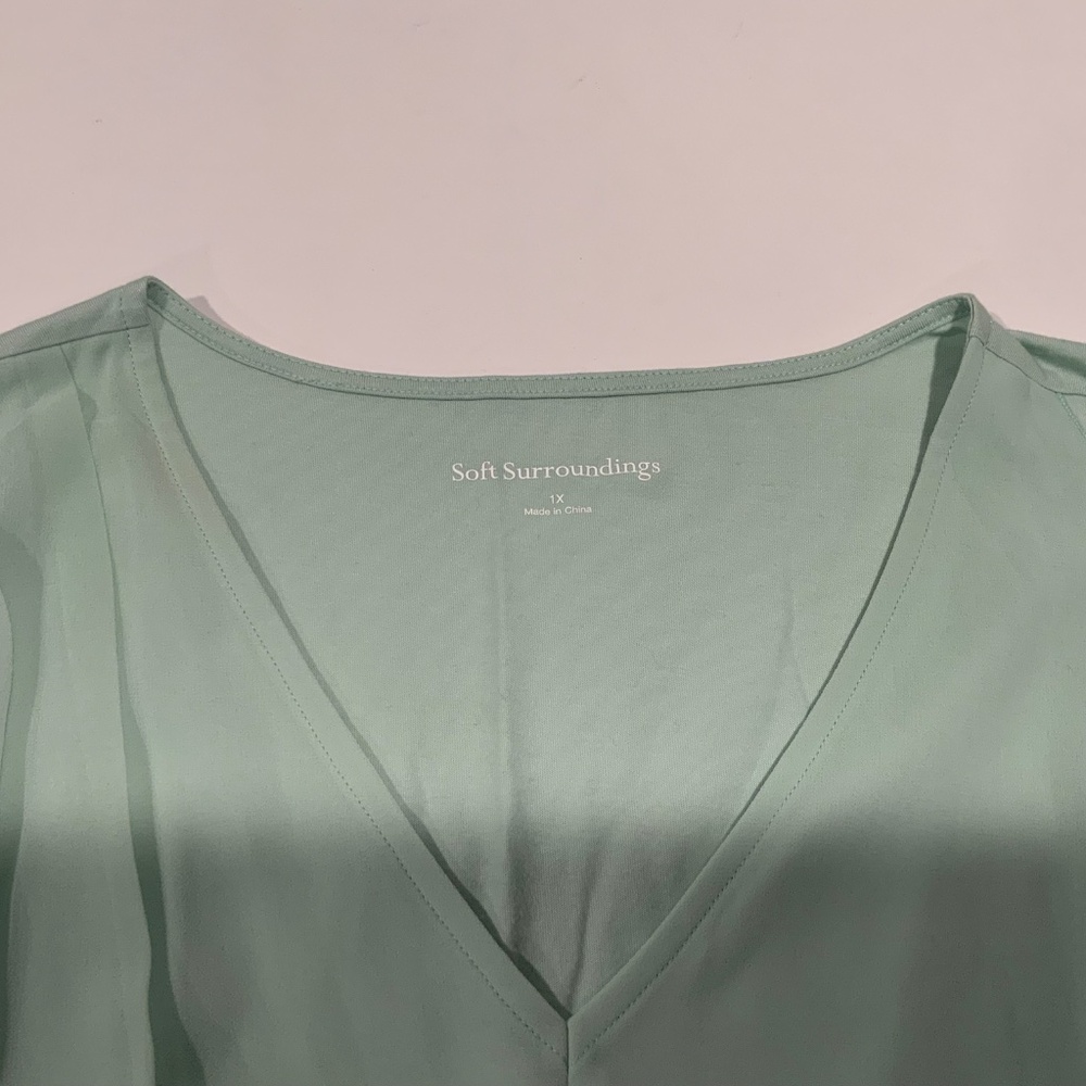 NWT Soft Surroundings Sz 1X Amalfi Dress Chiffon Overylay Sea Mist - Picture 4 of 6
